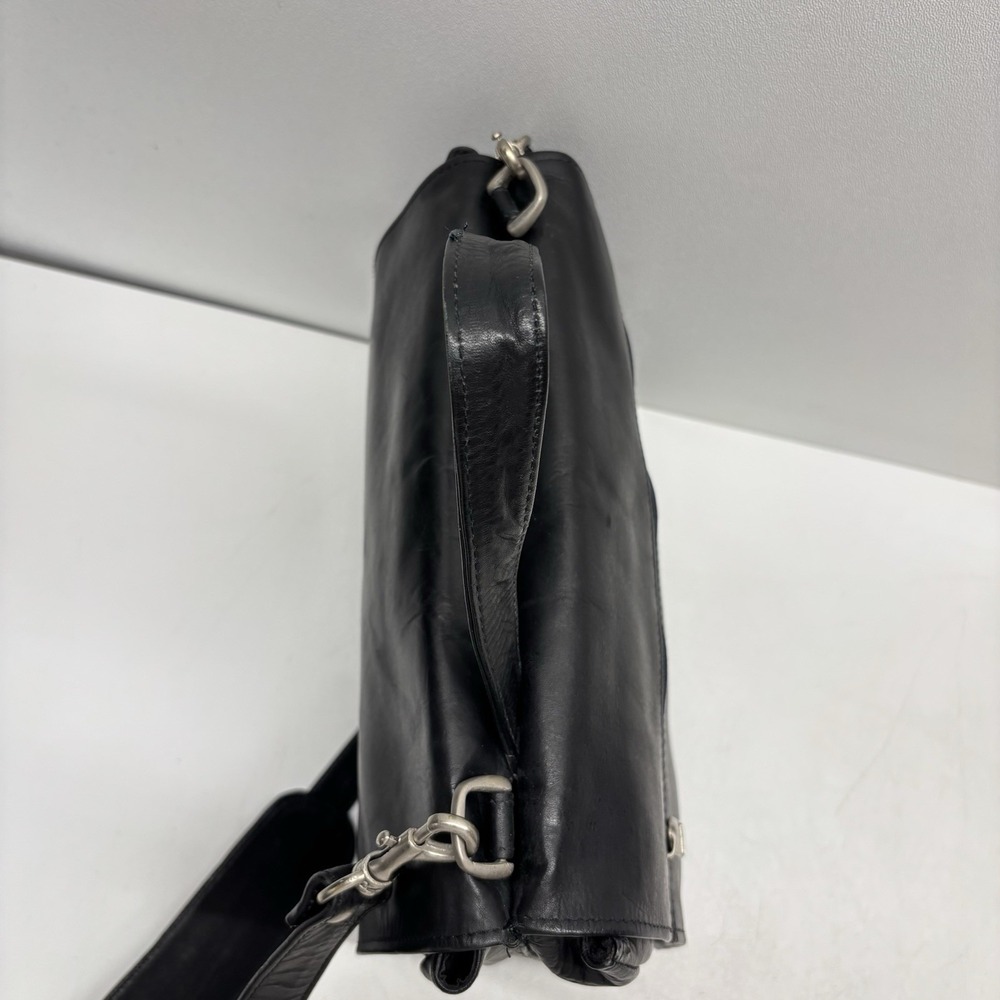 Vintage Wilsons Leather Bag Black Leather Messenger Bag Organizer Career Office - Picture 7 of 16
